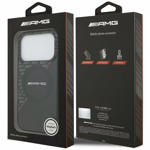 Mercedes AMG IML Double Layer Rhombs ümbris seadmele iPhone 18 Pro / 17 Pro, MagSafe-ühilduv – must ja punane