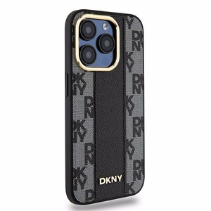 DKNY Leather Checkered Mono Pattern MagSafe iPhone 15 Pro Max Ümbris - Must
