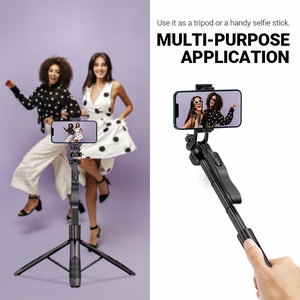 Crong SelfieGo Ultra alumiiniumist Bluetooth-selfipulk ja statiiv, must