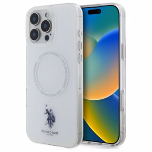 US Polo IML Ring MagSafe iPhone 16 Pro Ümbris - valge