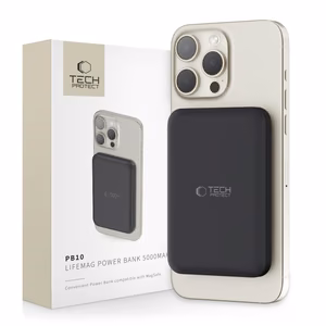 Tech-Protect LifeMag PB10 Powerbank MagSafe 5000mAh 15W USB-C portiga - must + USB-C kaabel