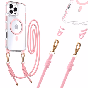 Tel Protect Strap Clear Ümbris jaoks Iphone 16 Pro roosa