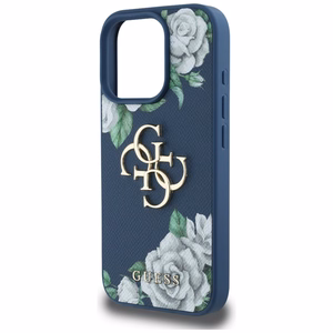 Guess Grained Roses Big 4G logo ümbris jaoks iPhone 16 Pro Max - sinine