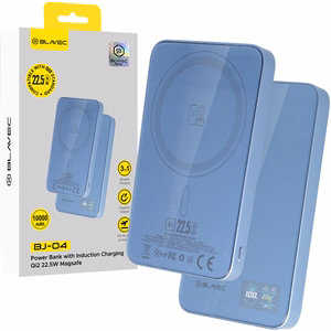 Blavec BJ-04 10000 mAh õhuke MagSafe-toega magnetiline akupank, 13,5 mm, USB-C, 22,5 W, kolm ühes (PBBJ04-MC5LB) (värv: helesinine; klaasviimistlus)