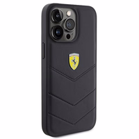 Ferrari Quilted Metal Logo ümbris jaoks iPhone 15 Pro Max - must