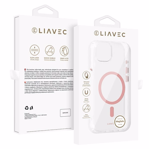 Liavec Glossy Magsafe Clear Ümbris do Iphone 13/14 różowy