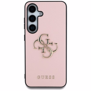 Guess Grained Big 4G Logo Small Classic Logo ümbris jaoks Samsung Galaxy S25 Plus roosa