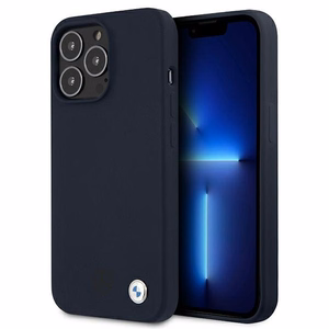 Силиконовый фирменный чехол BMW для iPhone 13 Pro Max 6,7" - темно-синий