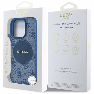Guess 4G Circle Classic Logo MagSafe ümbris jaoks iPhone 16 Pro Max - sinine