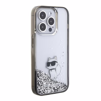 Karl Lagerfeld Liquid Glitter Choupette ümbris jaoks iPhone 15 Pro Max - läbipaistev