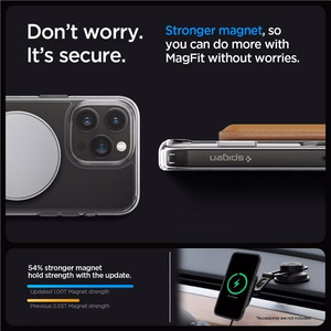 Spigen Ultra Hybrid S MagSafe Ümbris with Stand jaoks iPhone 15 Pro - läbipaistev
