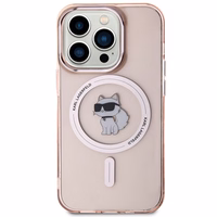 Karl Lagerfeld IML Choupette MagSafe ümbris jaoks iPhone 15 Pro Max - roosa