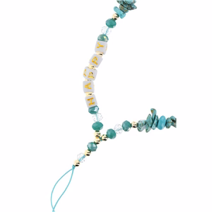 HAPPY Phone lanyard, Phone pendant / cord length 44cm (22cm in the loop) / on hand - lite sinine