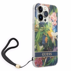 Guess GUOHCP14LHFLSB iPhone 14 Pro 6.1 "sinine / sinine hardcase Flower Strap
