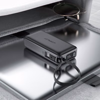 Acefast M7-10000 PD30W Powerbank sisseehitatud kaabliga - must