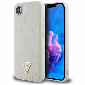 Guess Grained Hot Stamp Peony Triangle Logo MagSafe ümbris jaoks iPhone 16e - beige