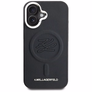 Karl Lagerfeld Initial & Metal Logo MagSafe Case for iPhone 16 - Black