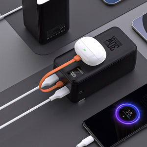 Wozinsky W8-B 50000mAh 30W akupank, 2xUSB-A, 2xUSB-C, USB micro, taskulambiga, must