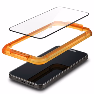 Spigen ALM Glass FC Karastatud klaas jaoks iPhone 15 Pro - must 2 pcs.