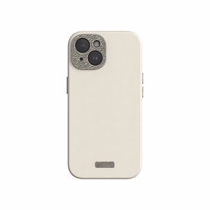 Moshi Napa MagSafe kvaliteetsest vegannahast ümbris seadmele iPhone 15, Eggnog White värvitoonis