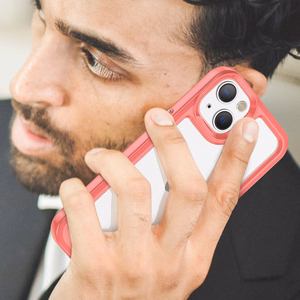 Outer Space Case iPhone 14 kõva kate geelraamiga punane