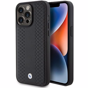 BMW Leather Diamond Pattern ümbris jaoks iPhone 15 Pro - must