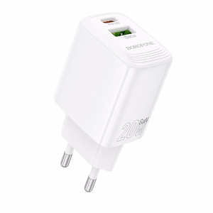 Borofone Wall laadija BN27 Fuente - USB + Type C - QC 3.0 PD 20W valge