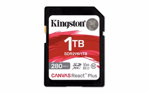 Kingston Technology 1TB Canvas React Plus SDXC UHS-II 280R/150W U3 V60 Full HD/4K jaoks
