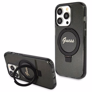 Guess Ring Stand Script Glitter MagSafe чехол для iPhone 13 Pro Max - чёрный