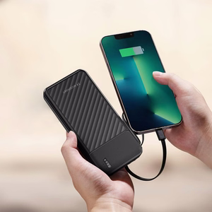 Wozinsky W11-B 10000mAh 10W akupank sisseehitatud kaablite ja taskulambiga - must