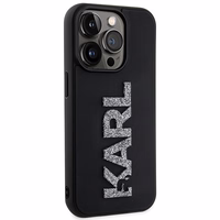 Karl Lagerfeld 3D Rubber Glitter Logo ümbris jaoks iPhone 15 Pro Max - must