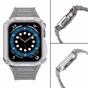 Protect Strap Ремешок для Apple Watch 38/40/41mm с бронированным чехлом - серый, серебряный