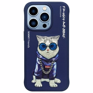 Nimmy Glasses Cool Cat Ümbris jaoks iPhone 15 Pro - Sinine