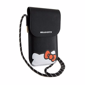 Hello Kitty Hiding Kitty Cord kunstnahast põiki üle keha kantav telefonikott, must