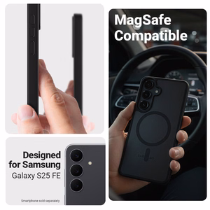 Crong Hybrid Matte Magnetic MagSafe ümbris seadmele Samsung Galaxy S25 FE, must