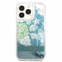 Guess GUHCP13LLFLSN iPhone 13 Pro / 13 6.1" roheline/roheline kõvakaaneline lillede vedel glitter