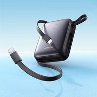 Joyroom JR-PBF27 10000mAh 22.5W Powerbank sisseehitatud USB-C ja Lightning kaablitega - Must