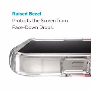 Speck Presidio Perfect-Clear + Ombre ümbris seadmele iPhone 15 Plus / 14 Plus, Microban mikroobivastase kaitsega, Clear / Vintage Rose Fade värvikombinatsioon