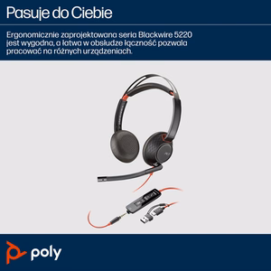 POLY Blackwire C5220 USB-C kõrvaklapid +sisseehitatud kaabel