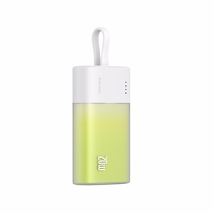 Baseus Popsicle 5200mAh 20W Powerbank sisseehitatud Lightning kaabliga (+ valge Baseus Simple USB-C - USB-C 60W/20V/3A/30cm kaabel) - valge-roheline