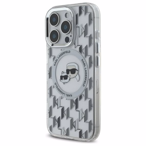 Karl Lagerfeld IML Monogram Karl & Choupette Head MagSafe iPhone 16 Pro Ümbris - Clear