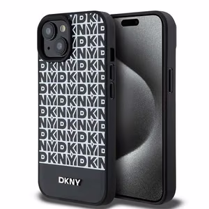 DKNY Leather Printed Pattern Metal Logo MagSafe Ümbris jaoks iPhone 15/14/13 - Must