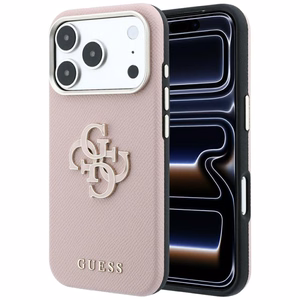 Guess Grained & Big Resin Logo ümbris iPhone 18 Pro / 17 Pro – roosa
