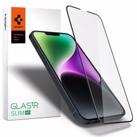 Spigen Glass FC karastatud klaas iPhone 13 / 13 Pro / 14 / 16e jaoks - must