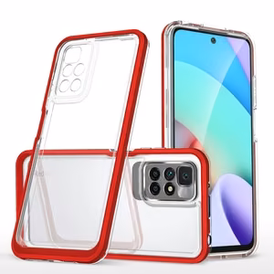 Läbipaistev 3in1 ümbris Xiaomi Redmi 10 Frame Gel Cover Punane