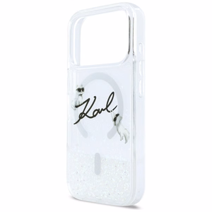 Karl Lagerfeld Liquid Glitter Karl Script Logo MagSafe Ümbris for iPhone 17 Pro - Clear