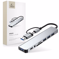 Tech-Protect HB06 HUB Adapter 8in1 TYPE-C + USB2.0 + USB3.0 + SD/TF + AV3.5 - hall