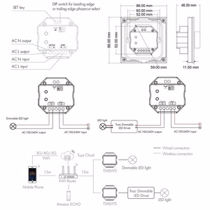 Pöörlev paneeli Triac dimmer TS-K(WT), Wi-Fi, Tuya