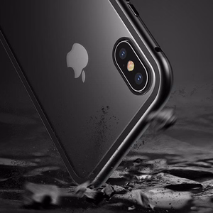Wozinsky Full Magnetic Case Full Body Front and Back Cover with built-in glass for Vivo X60 black-transparent