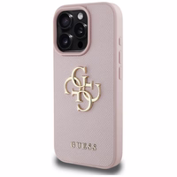 Guess Grained Big 4G Logo Small Classic Logo Ümbris jaoks iPhone 16 Pro - roosa